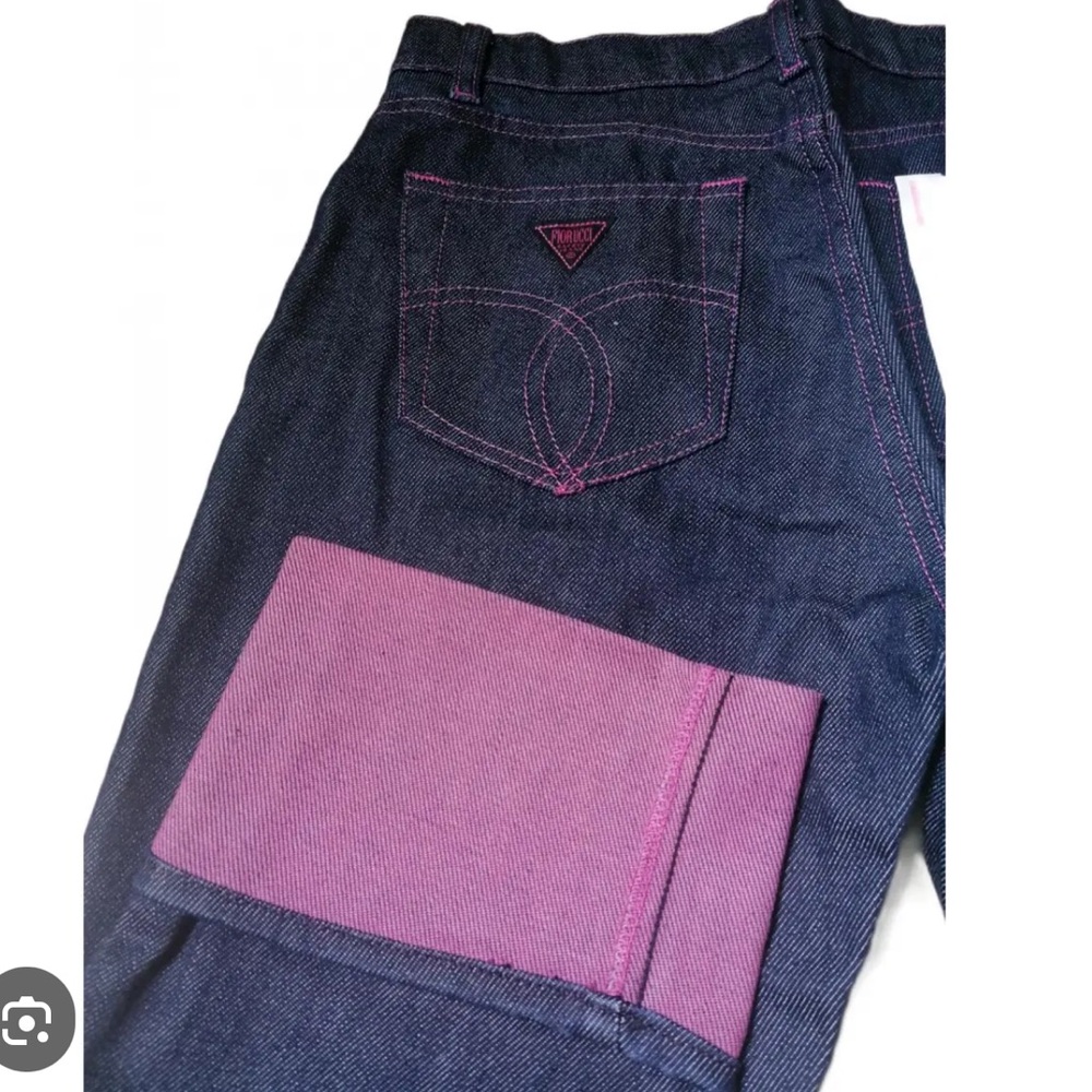 New Fiorucci Women's Straight Leg Jeans with Pink Accents. - Picture 3 of 4